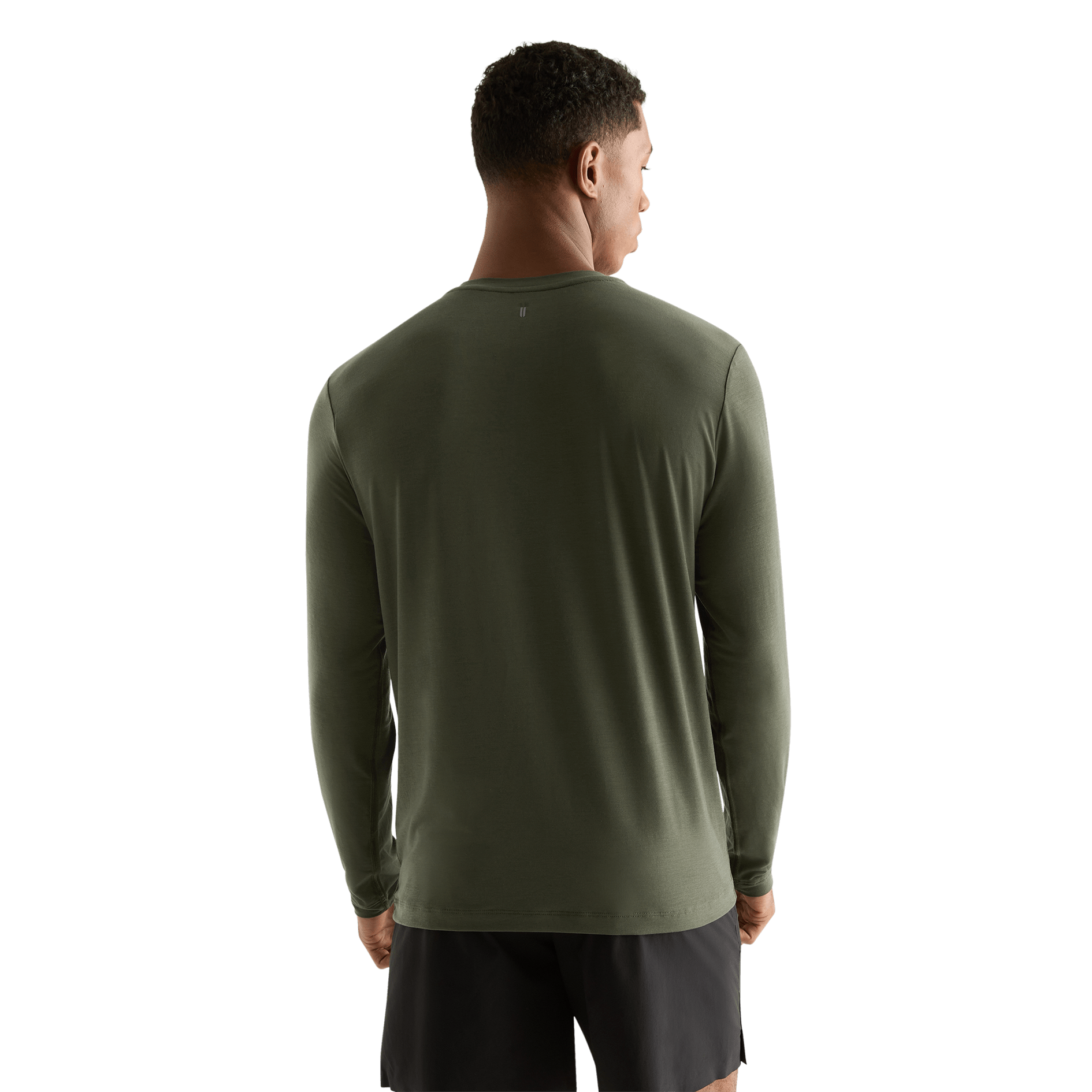 Dark Army Men's NOBULL Long Sleeve Tee Back Angle.