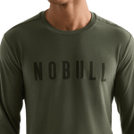 Dark Army Men's NOBULL Long Sleeve Tee Detail Angle.