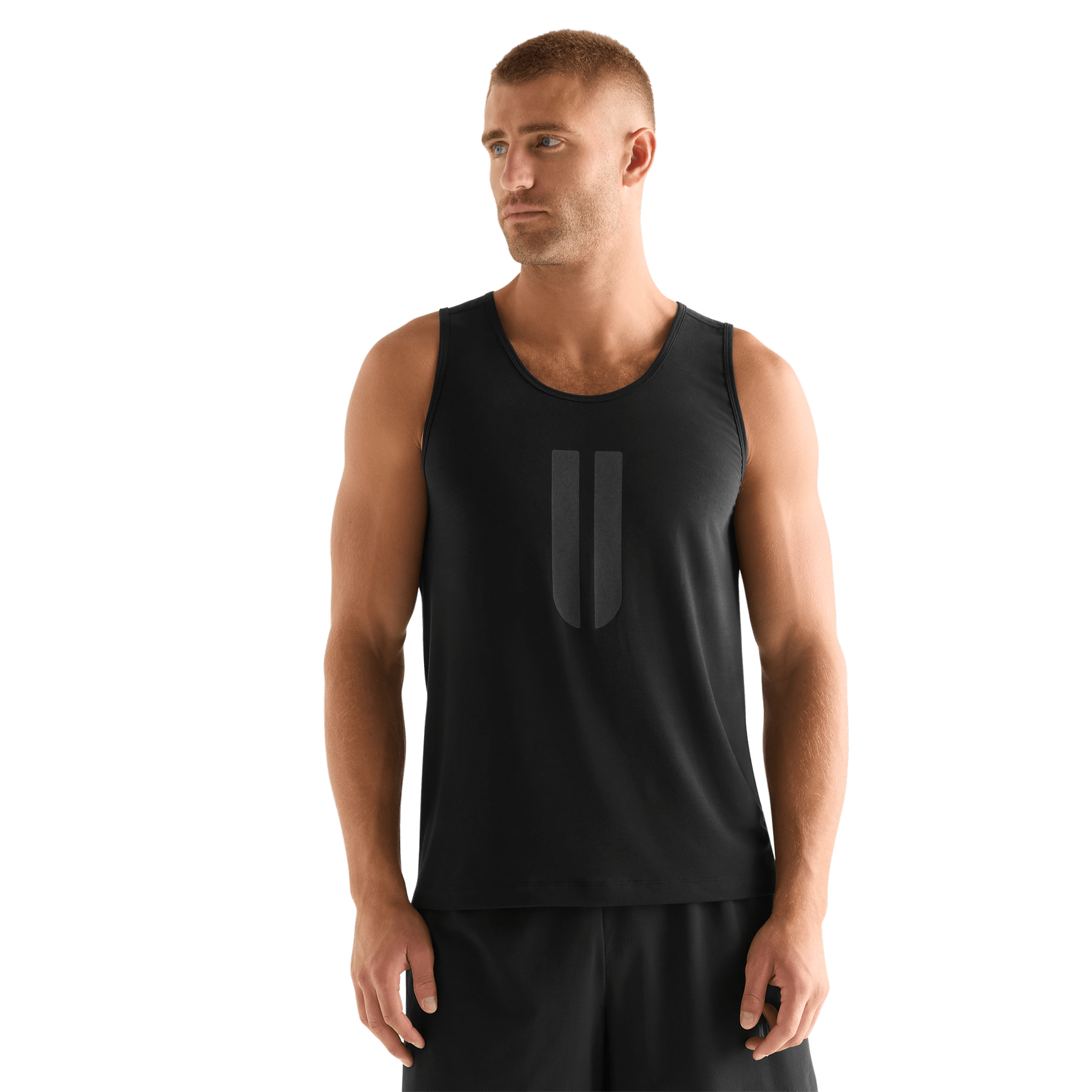 Black Men's U Tank Front Angle.