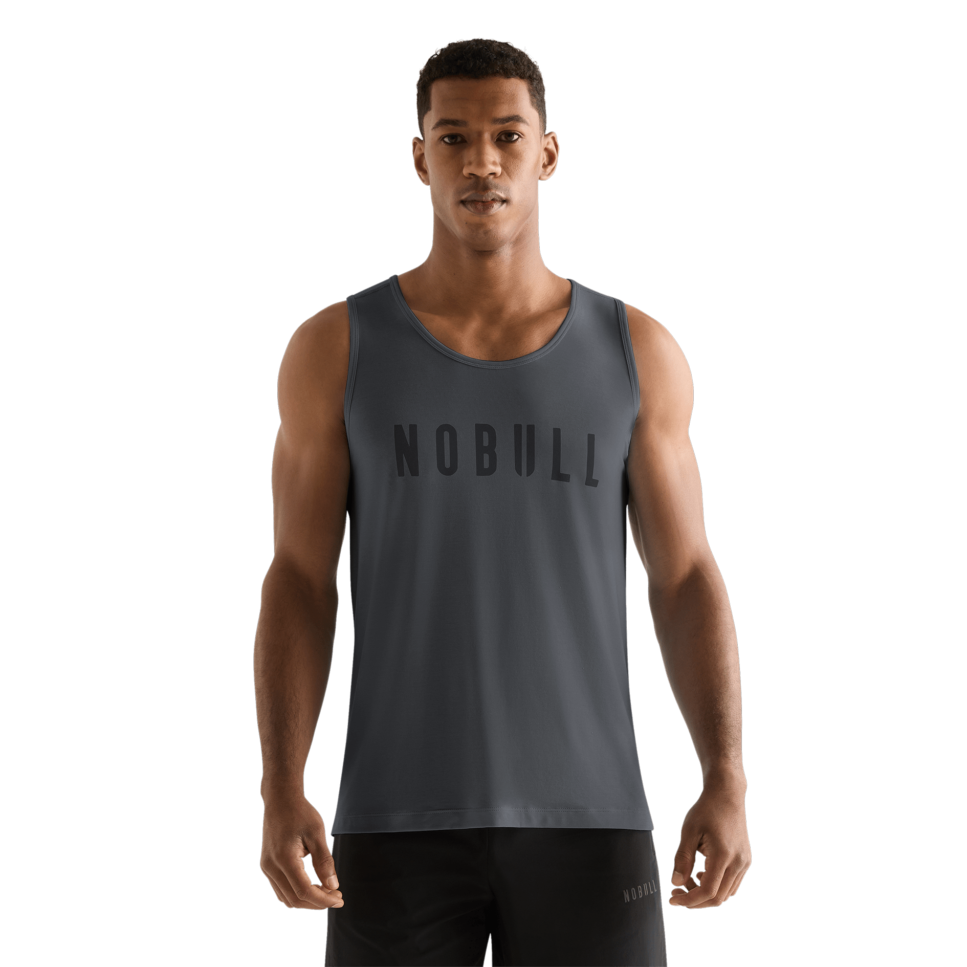 Charcoal Heather Men's NOBULL Tank Front Angle.