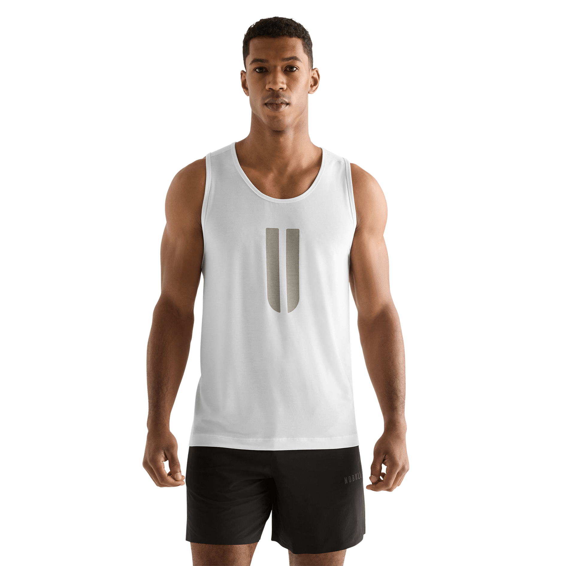 White Men's U Tank Front Angle.