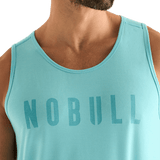 Aqua Heather Men's NOBULL Tank Front Detail Angle.