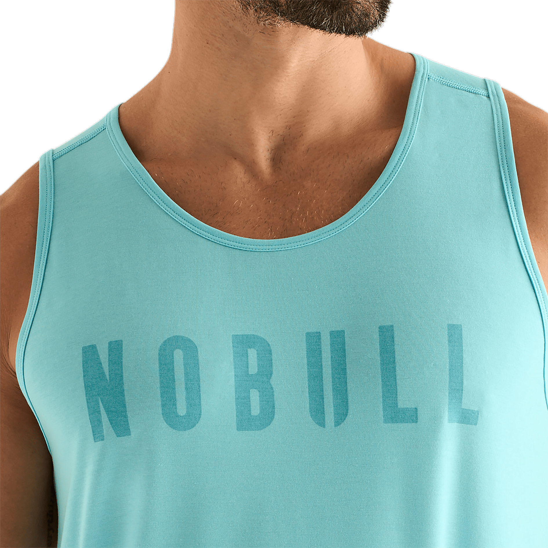 Aqua Heather Men's NOBULL Tank Front Detail Angle.