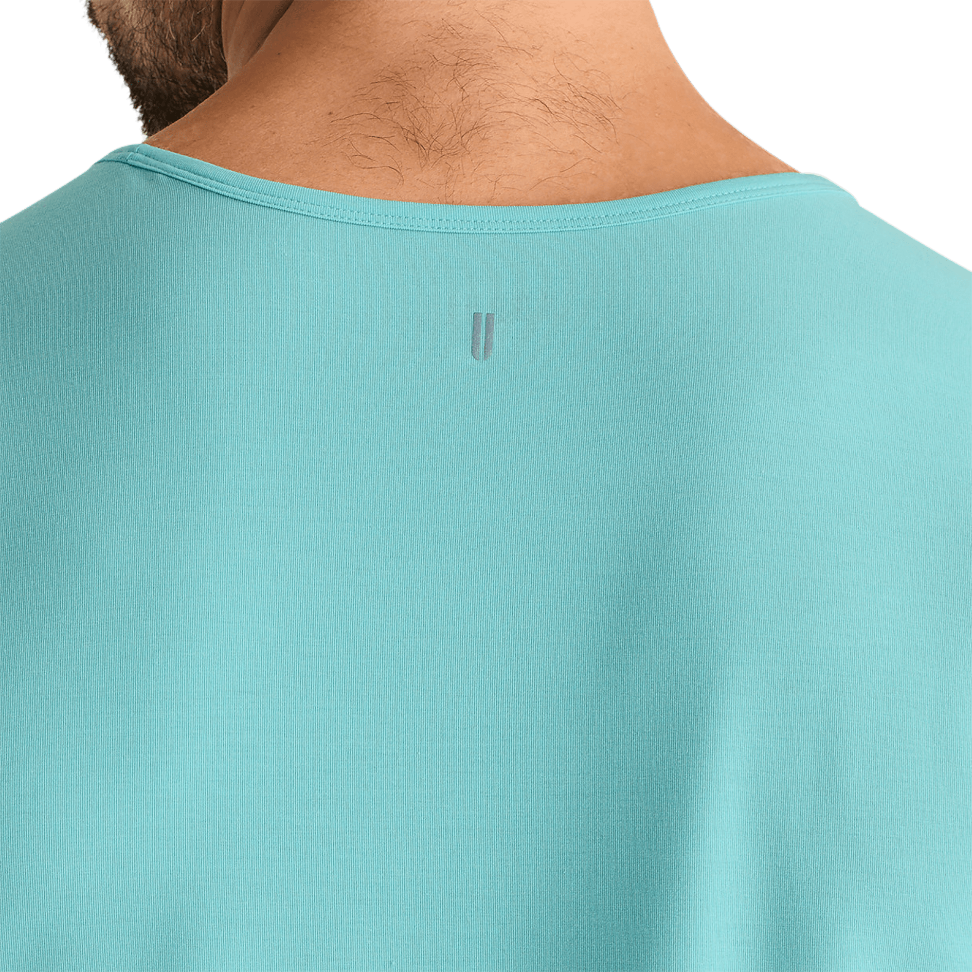 Aqua Heather Men's NOBULL Tank Back Detail Angle.