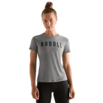 Heather Gray Women's NOBULL Tee Front Angle.