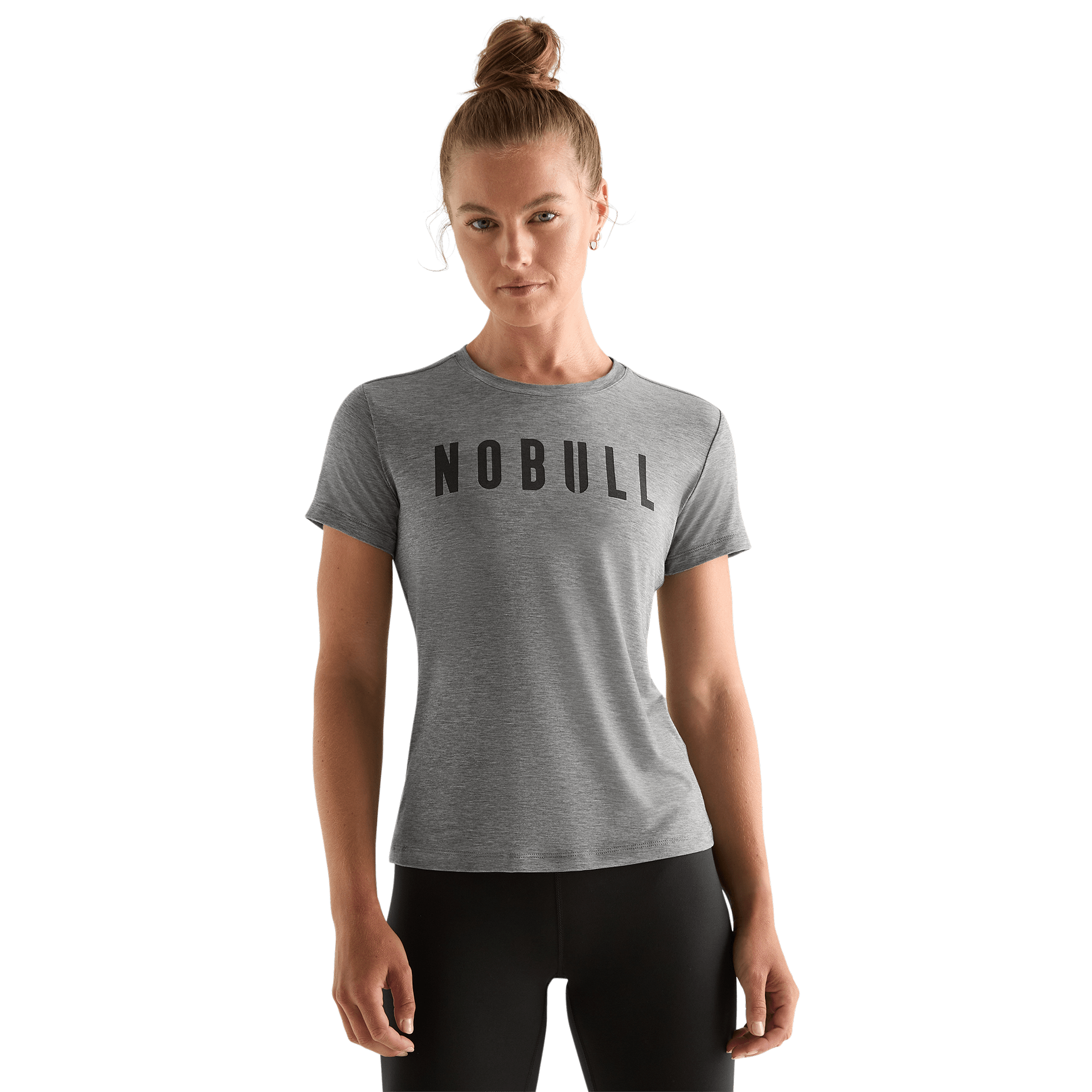 Heather Gray Women's NOBULL Tee Front Angle.