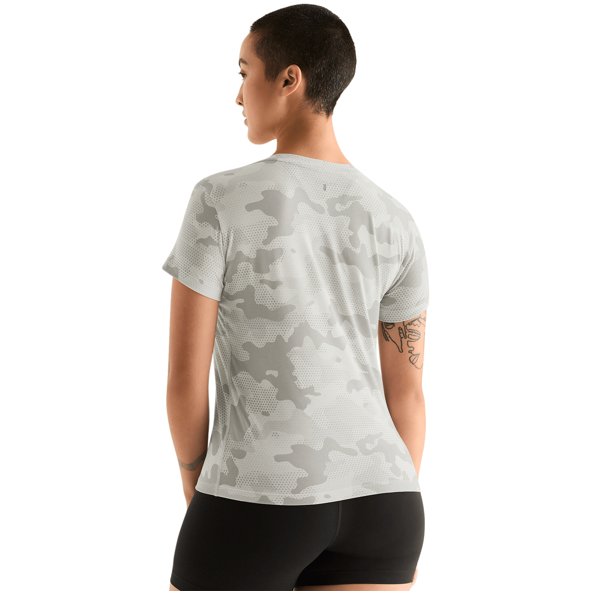 Light Grey Camo Women's NOBULL Tee Back Angle.
