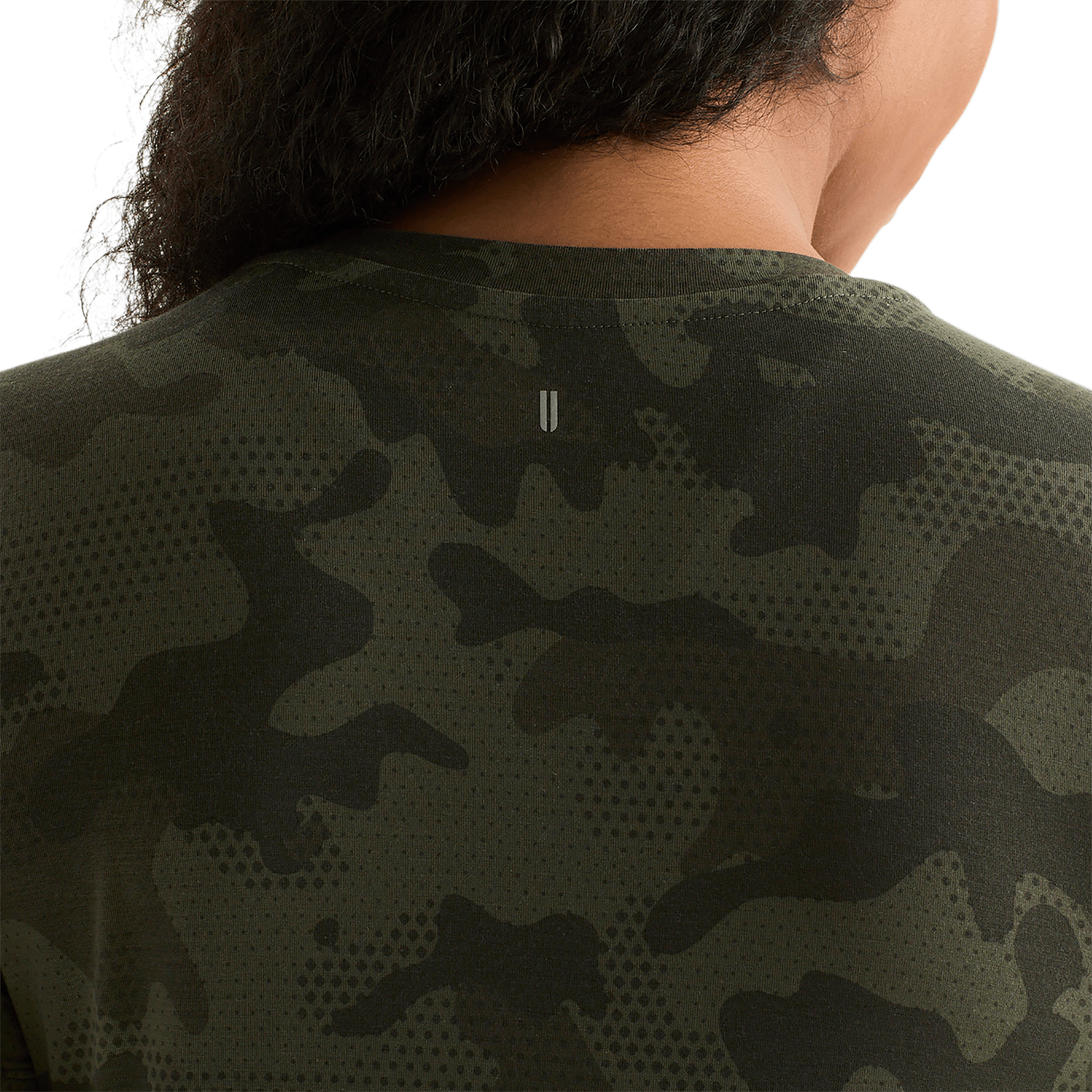 Dark Army Camo Women's NOBULL Tee Back Detail Angle.