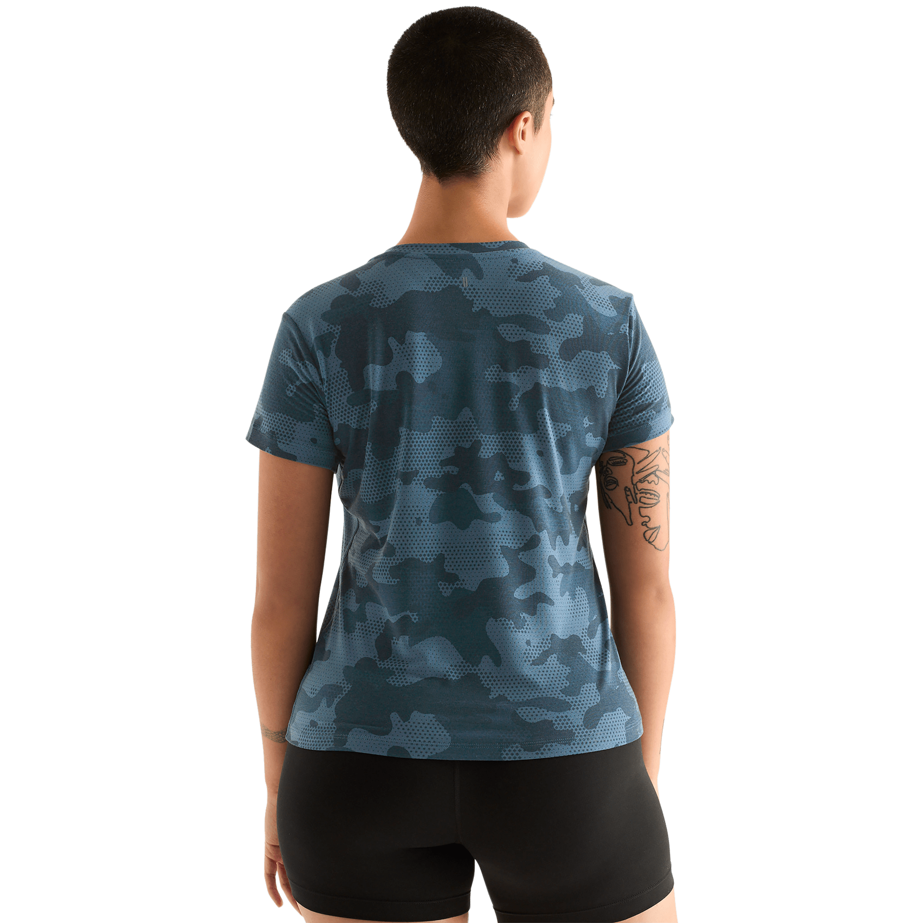 Coastal Blue Camo Women's NOBULL Tee Back Angle.