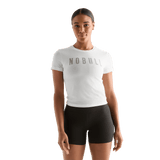 White Women's NOBULL Fitted Tee Front Angle.