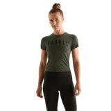 Dark Army Women's NOBULL Fitted Tee Front Angle.