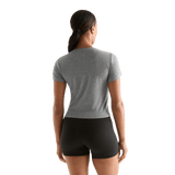 Heather Gray Women's NOBULL Fitted Tee Back Angle.