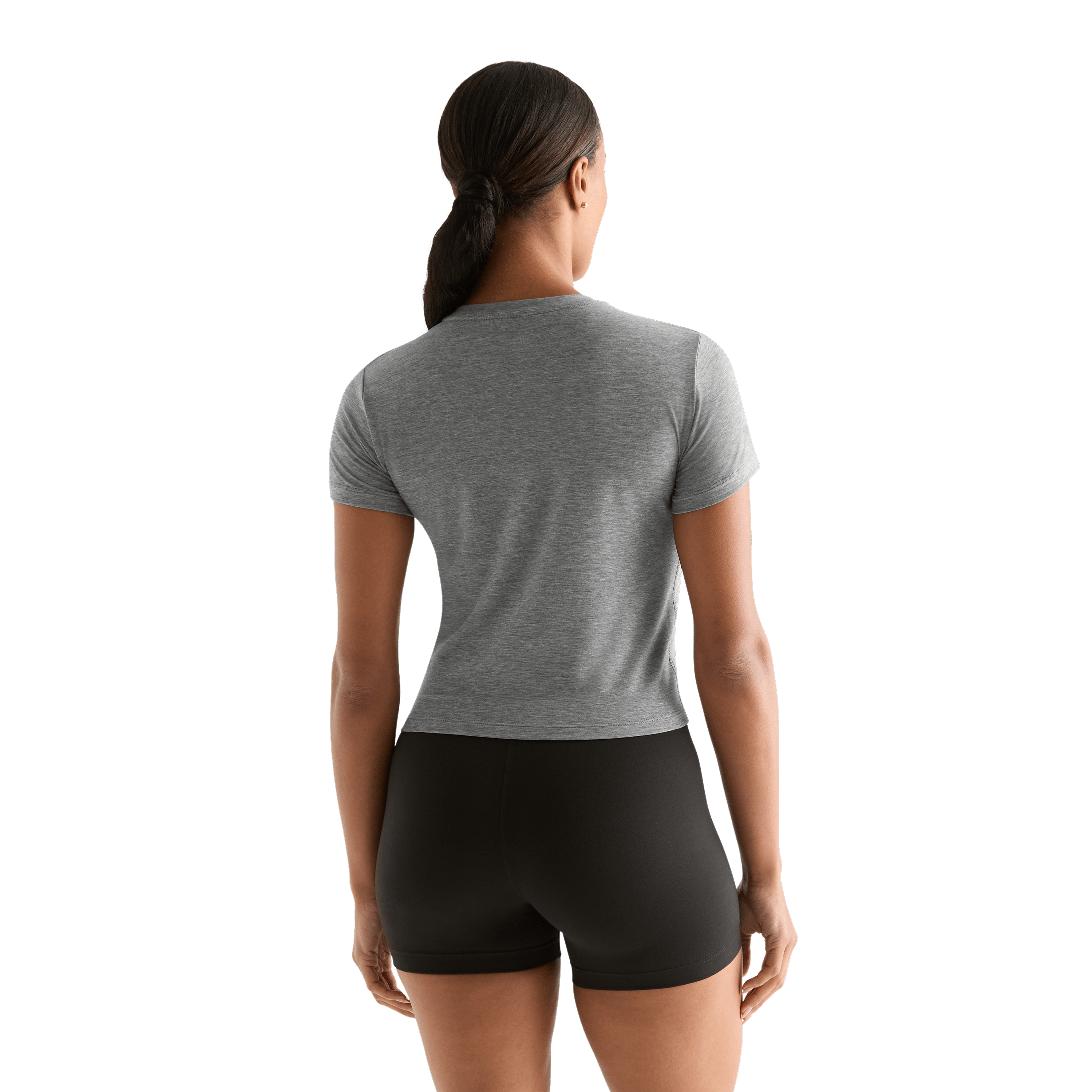 Heather Gray Women's NOBULL Fitted Tee Back Angle.
