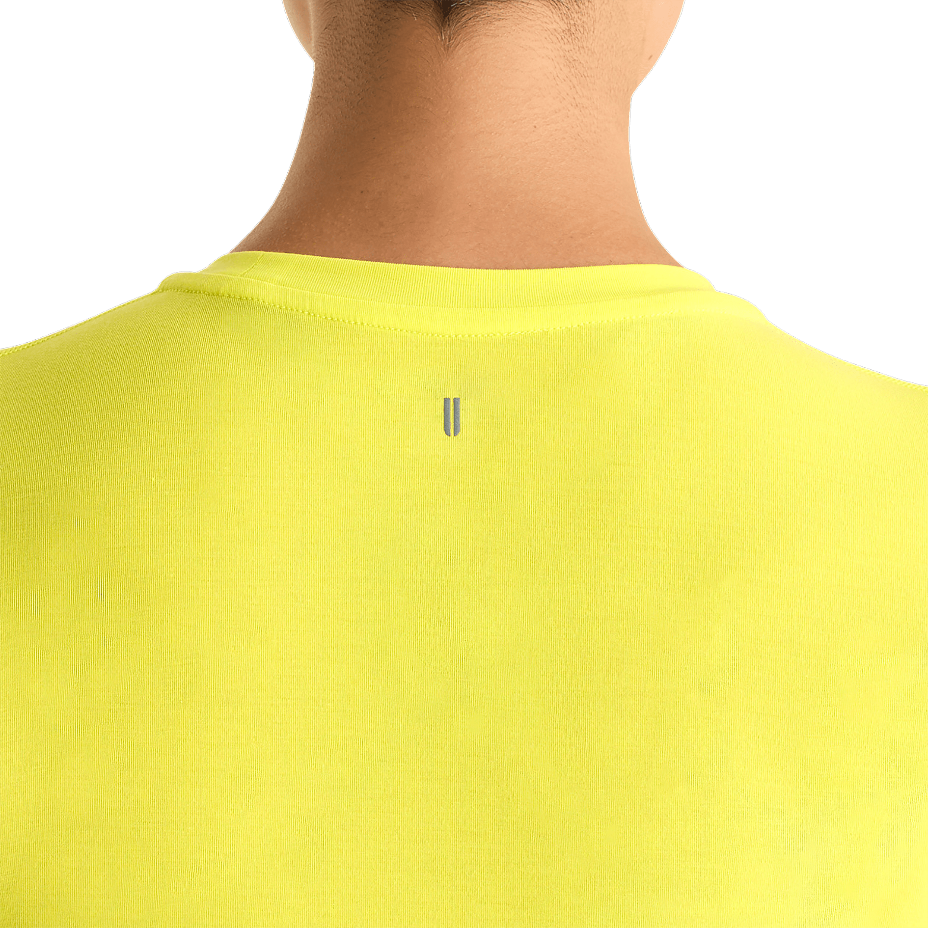 Neon Yellow Women's Fitted Tee Back Detail Angle.