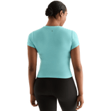 Aqua Heather Women's Fitted Tee Back Angle.