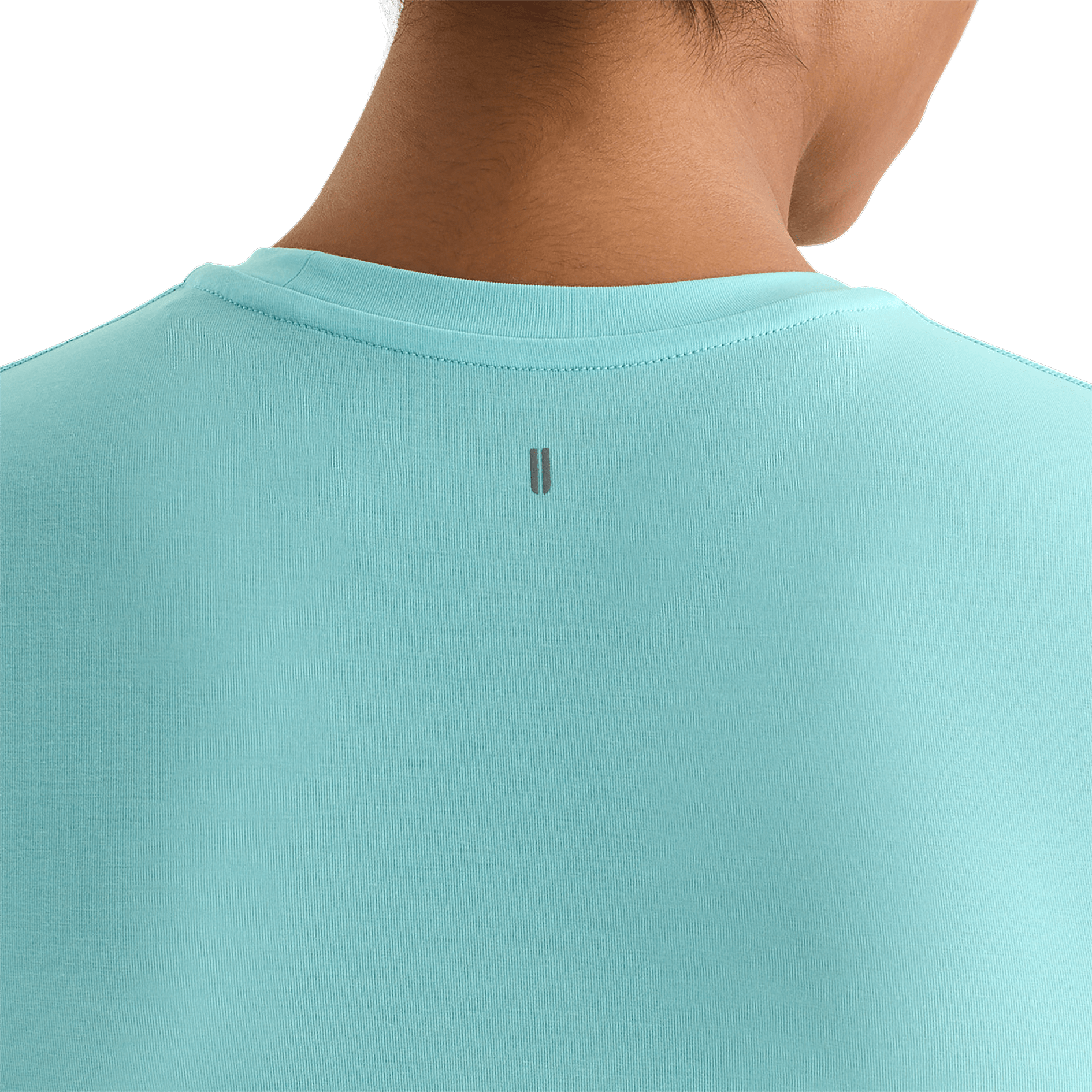 Aqua Heather Women's Fitted Tee Back Detail Angle.