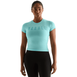 Aqua Heather Women's Fitted Tee Front Angle.
