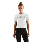 White Women's NOBULL Boxy Tee Front Angle.