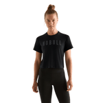 Black Women's NOBULL Boxy Tee Front Angle.