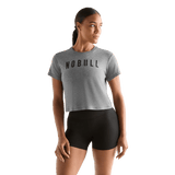 Heather Gray Women's NOBULL Boxy Tee Front Angle.