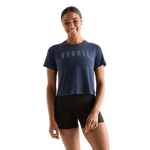 Night Navy Women's NOBULL Boxy Tee Front Angle.