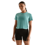 Oil Blue Women's Unbranded Boxy Tee Front Angle.
