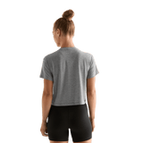 Heather Gray Women's Boxy Tee Back Angle.