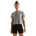 Heather Gray Women's Boxy Tee Front Angle.
