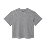Heather Gray Women's Boxy Tee Silhouette Angle.