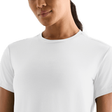 White Women's Boxy Tee Detail Angle.