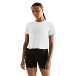 White Women's Boxy Tee Front Angle.