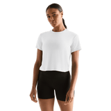 White Women's Boxy Tee Front Angle.