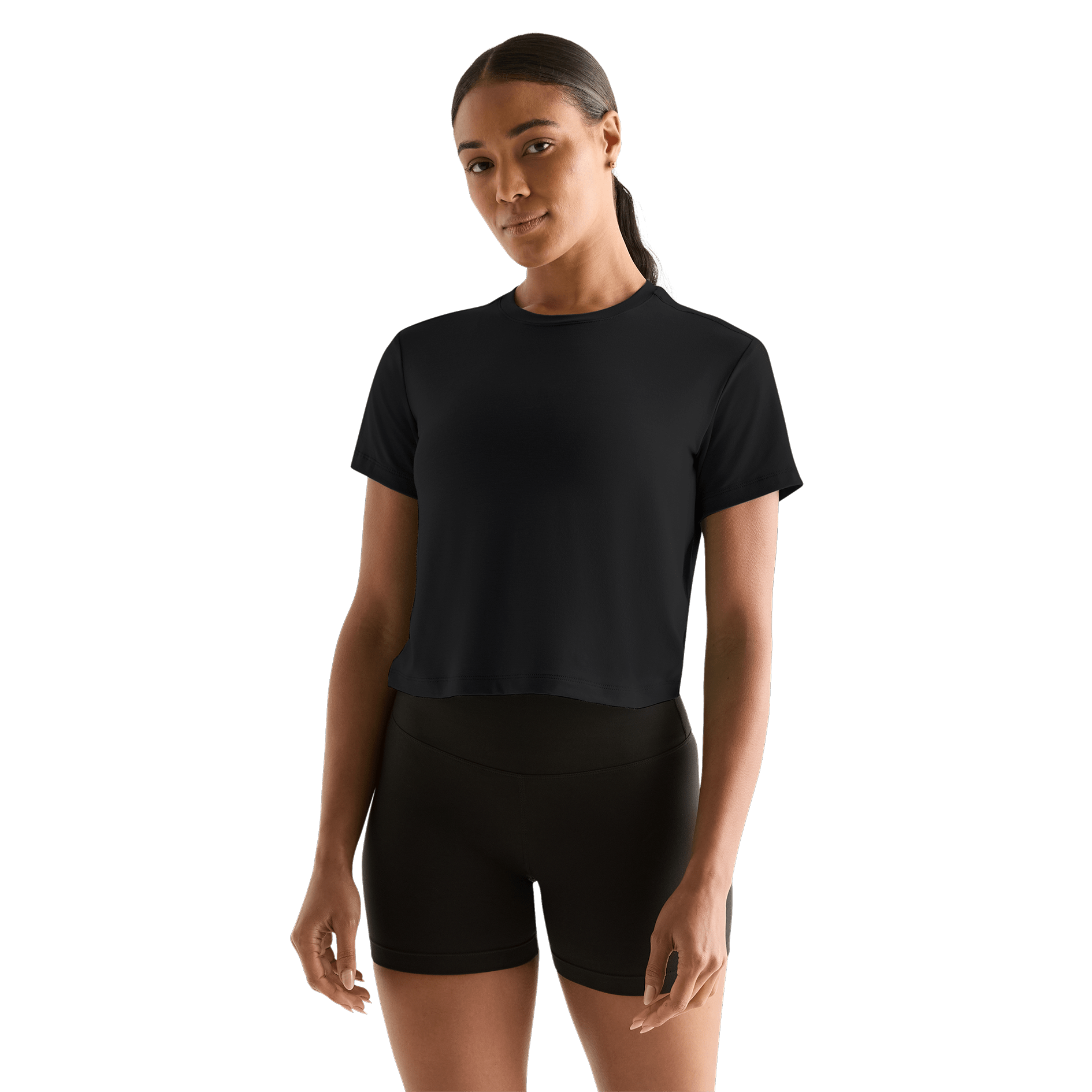 Black Women's Boxy Tee Front Angle.