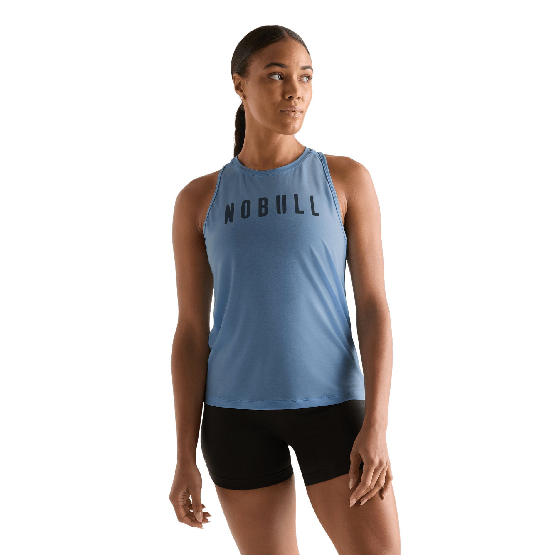 Copen Blue Women's High Neck NOBULL Tank Front Angle.