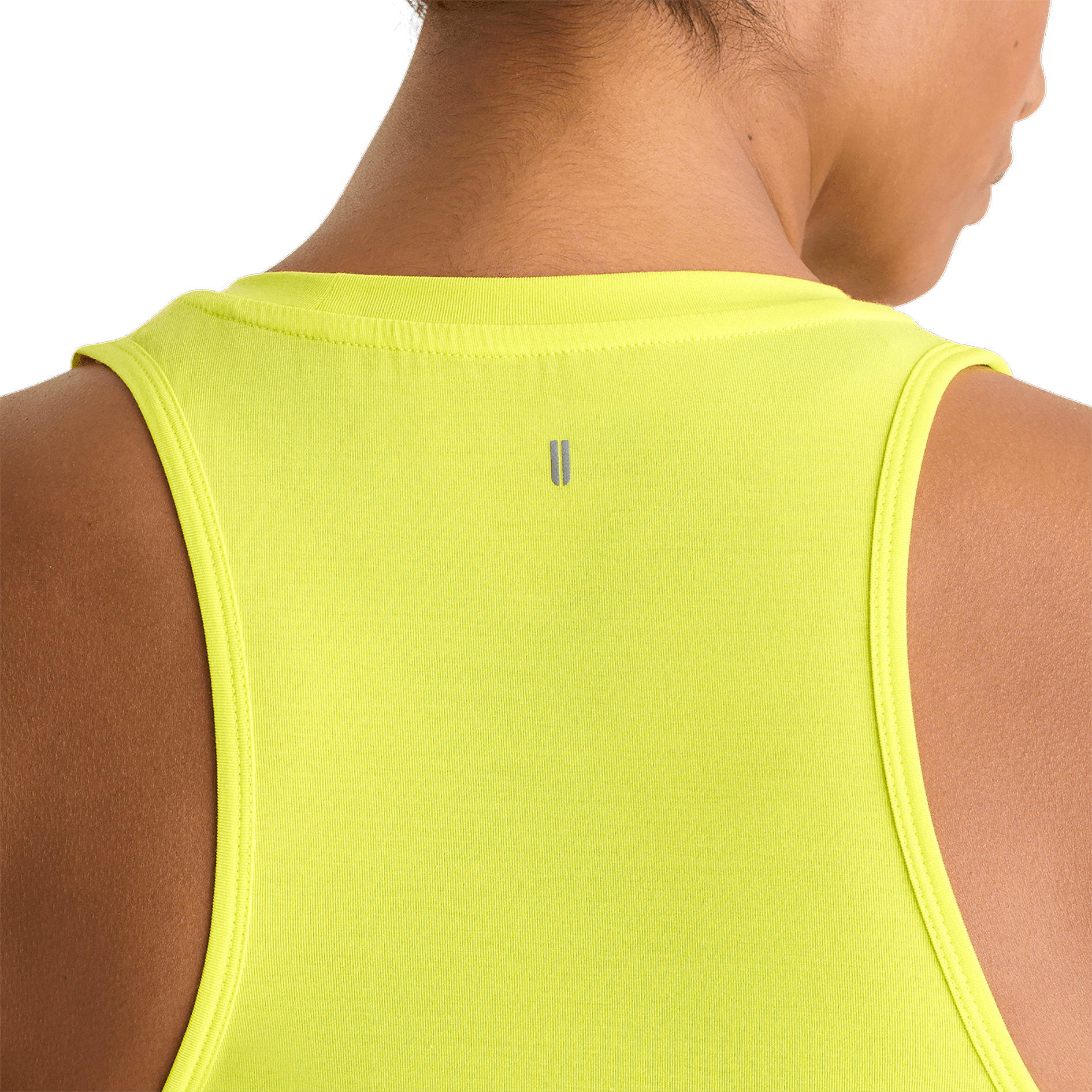 Neon Yellow Women's High-Neck Tank Back Detail Angle.