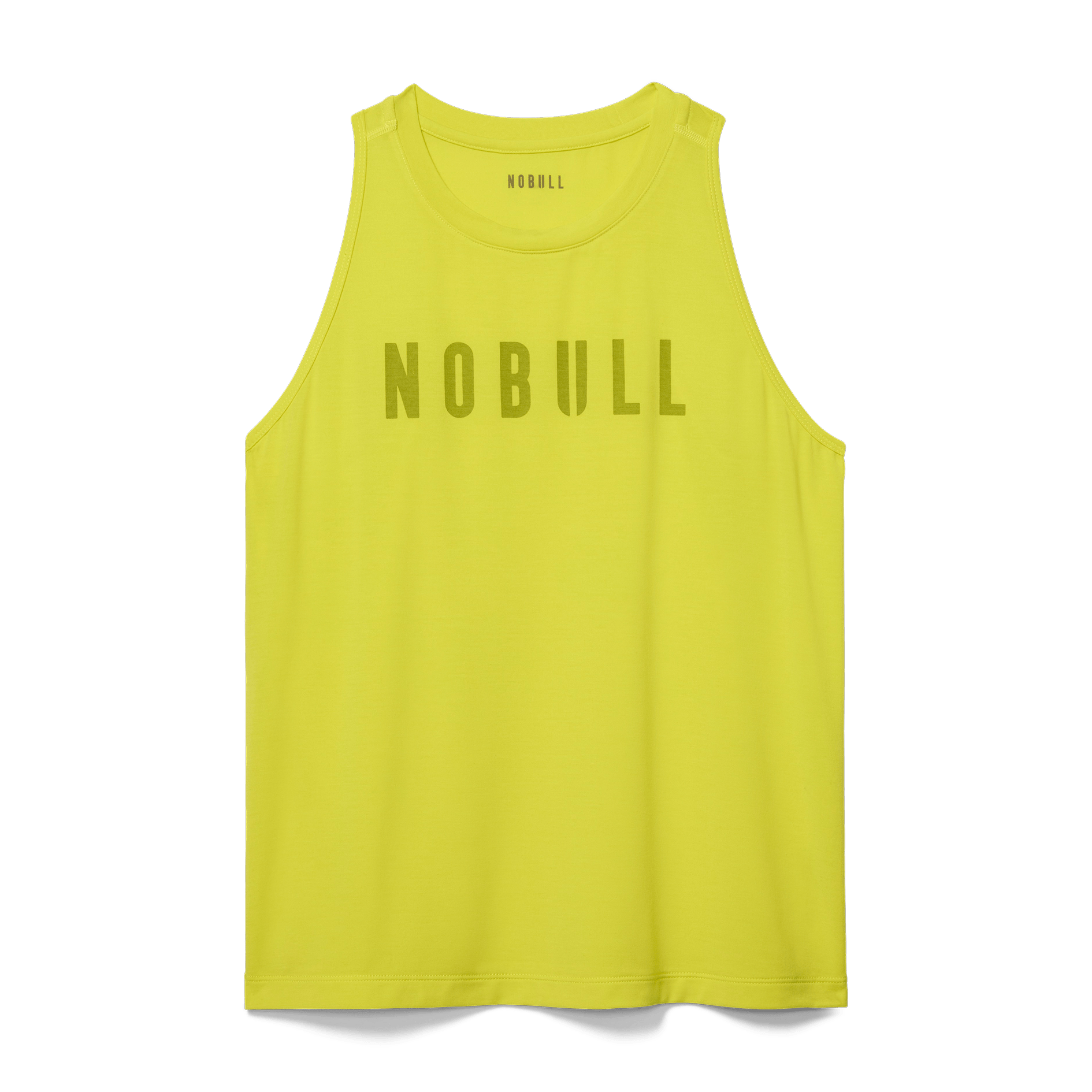 Neon Yellow Women's High-Neck Tank Silhouette Angle.