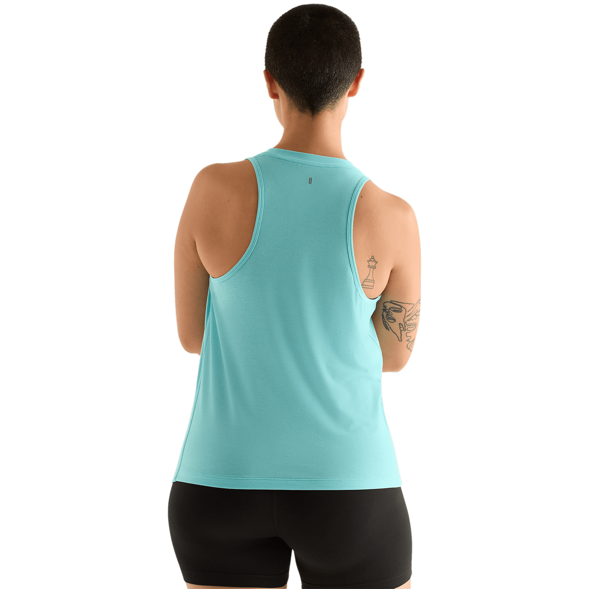 Aqua Heather Women's High-Neck Tank Back Angle.