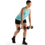 Aqua Heather Women's High-Neck Tank Action Shot.