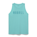 Aqua Heather Women's High-Neck Tank Silhouette Angle.