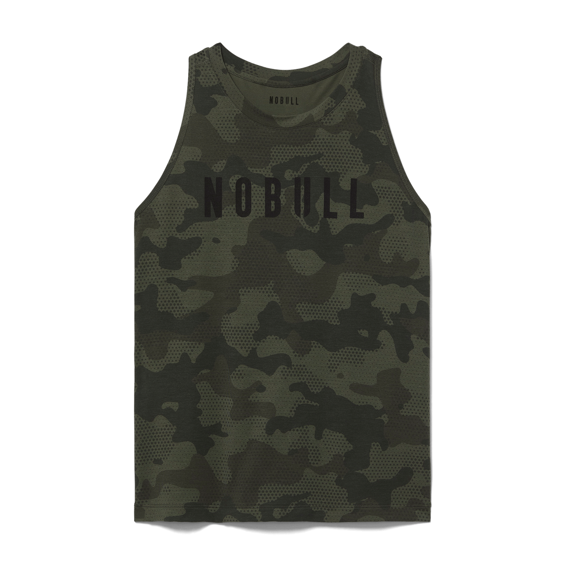 Dark Army Camo Women's High-Neck Tank Silhouette Angle.