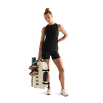 Black Women's High-Neck Tank Action Shot Angle.
