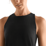 Black Women's High-Neck Tank Detail Angle.