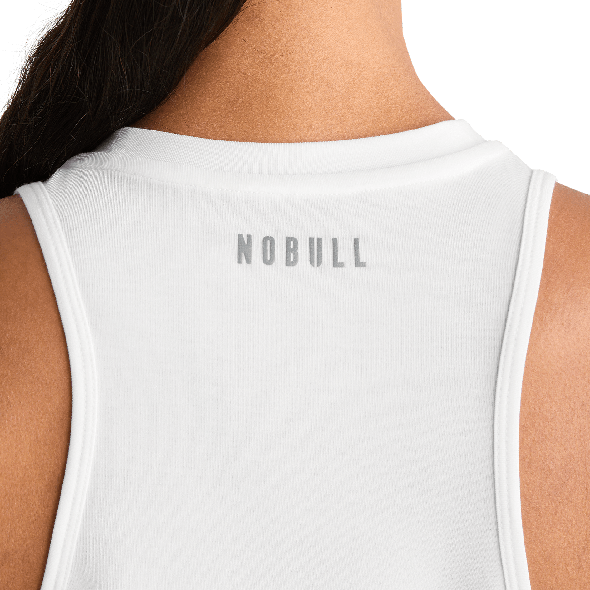 White Women's High-Neck Tank NOBULL Logo Angle.