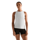 White Women's High-Neck Tank Front Angle.