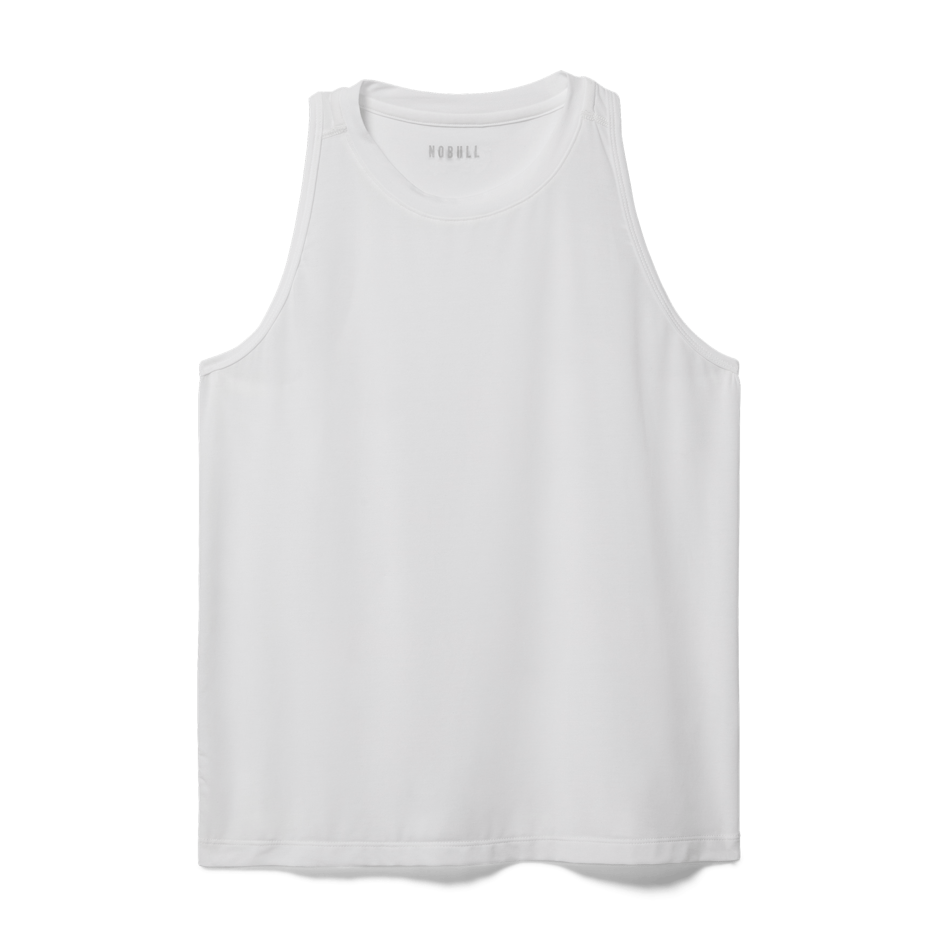 White Women's High-Neck Tank Silhouette Angle.