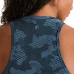Coastal Blue Camo Women's High-Neck Tank Back Detail Angle.