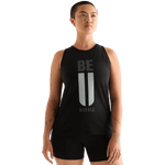 Black Women's Be U High-Neck Tank Front Angle.