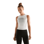 White Women's NOBULL Fitted Tank Front Angle.