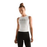 White Women's NOBULL Fitted Tank Front Angle.