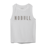 White Women's NOBULL Fitted Tank Silhouette Angle.